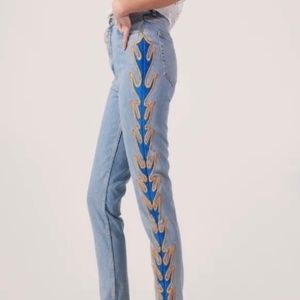 Sandro embroidery flame jeans